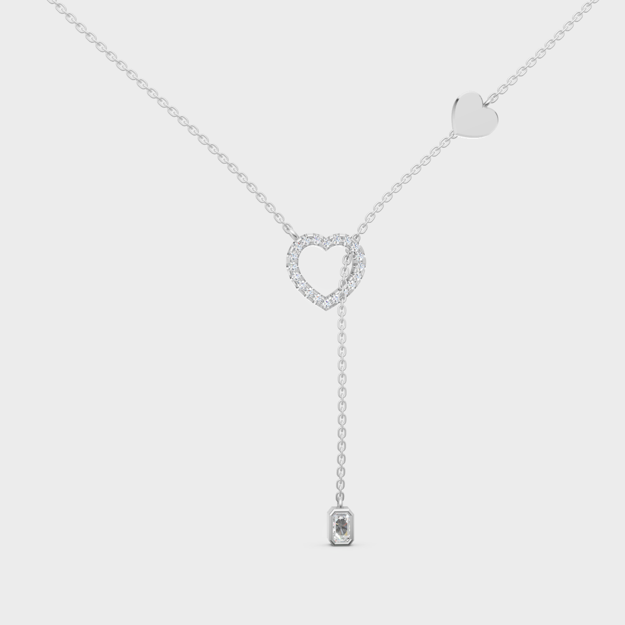 14K White Gold Emerald And Round Lab-Grown Diamond Pendant With Hallmark Gold Quality